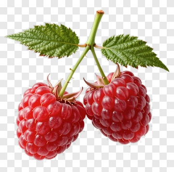 Raspberry Bunch With Leaves PNG