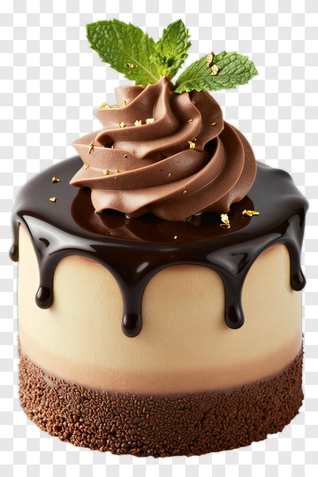 Chocolate Cake With Mint And Gold Flakes PNG