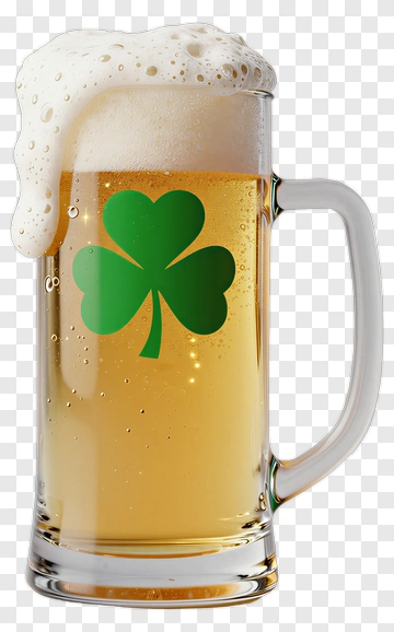 Beer Mug With Green Clover Design PNG