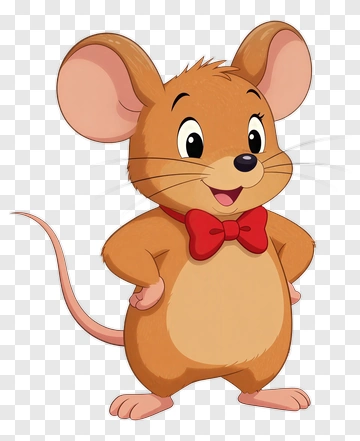 Cartoon Mouse With A Red Bow Tie PNG