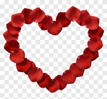 Red Rose Petal Heart Shape PNG