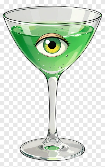 Cartoon Glass Of Green Drink With An Eye PNG