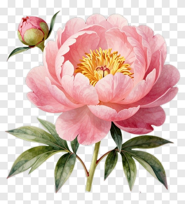 Pink Peony Flower With Bud PNG