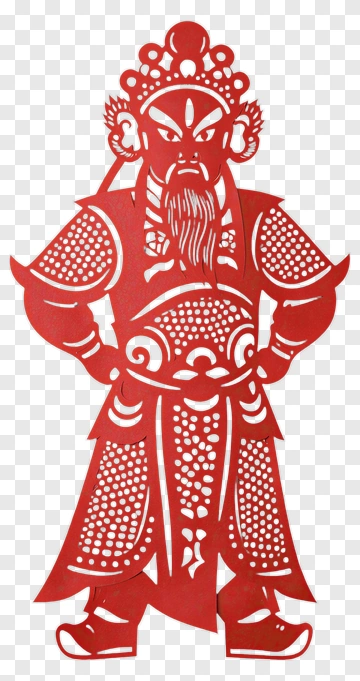 Red Paper Cut Warrior Figure PNG