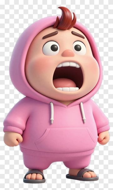 Cartoon Child In Pink Hoodie Yelling PNG