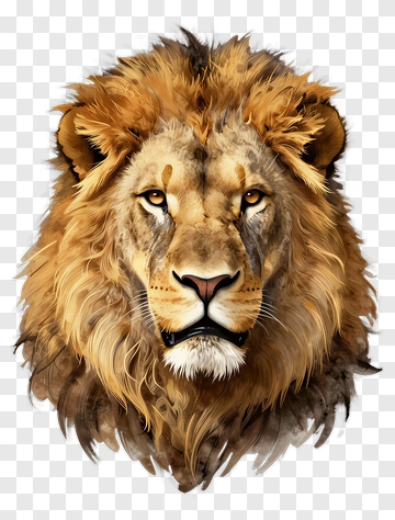 Realistic Lion Head Illustration PNG