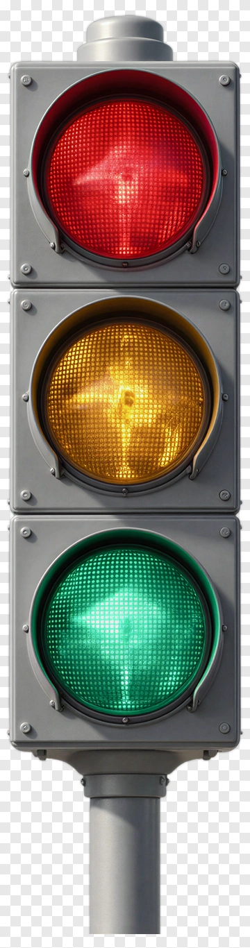 Traffic Light With Red, Yellow, And Green Signals PNG