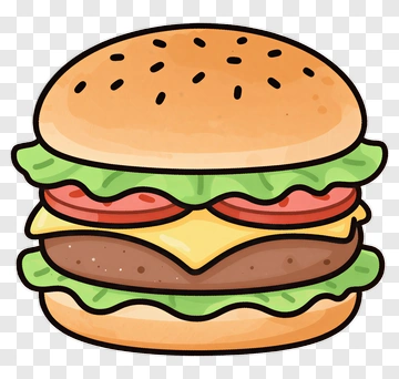 Cartoon Hamburger With Lettuce And Tomato PNG