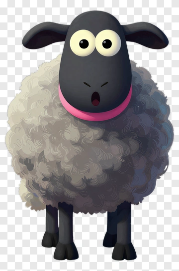 Cartoon Sheep With Surprised Expression PNG