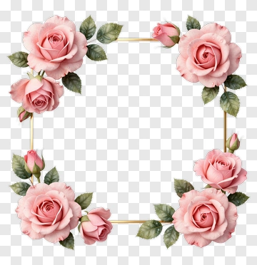 Pink Rose Flower Frame PNG