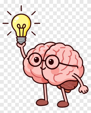 Cartoon Brain Holding A Light Bulb PNG