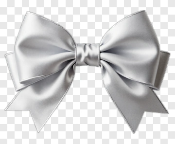 Silver Satin Bow PNG