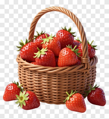 Strawberry Basket Filled With Fresh Strawberries PNG