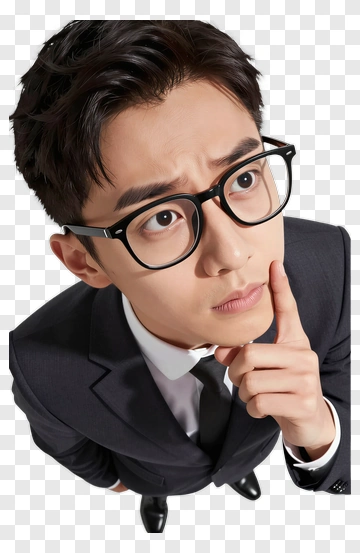 Businessman Thinking With Finger On Chin PNG
