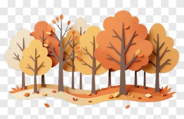 Colorful Paper Cut Autumn Forest PNG