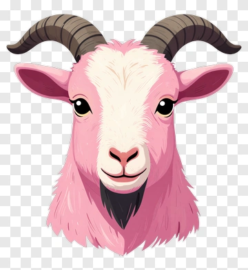 Cartoon Pink Goat Head PNG
