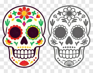Colorful Sugar Skull Design PNG