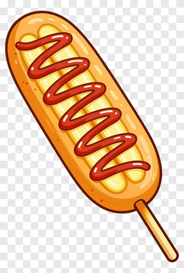 Cartoon Corn Dog With Ketchup PNG