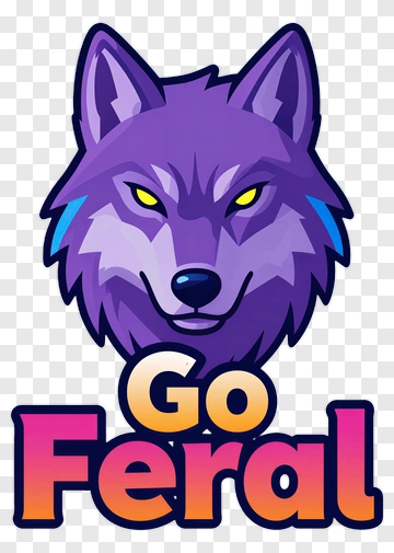 Cartoon Wolf With Go Feral Text PNG