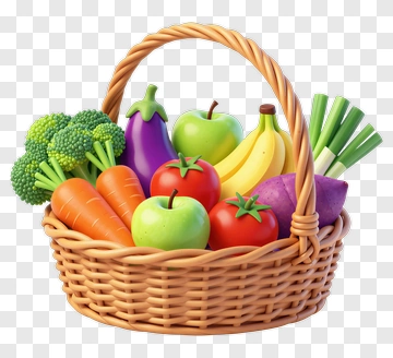 Colorful Vegetable Basket PNG