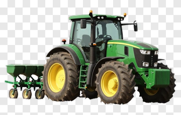 Green Farming Tractor With Seed Planter PNG