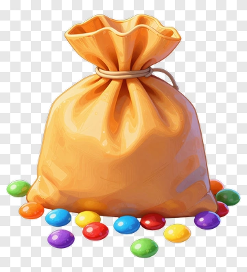 Candy Bag With Colorful Candies PNG