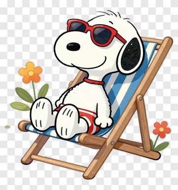 Cartoon Dog Relaxing On A Beach Chair PNG