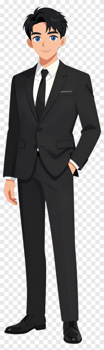 Anime Character In A Black Suit PNG
