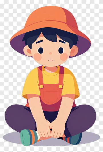 Sad Boy Sitting In A Hat PNG