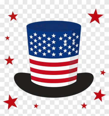 Patriotic Top Hat With Stars And Stripes PNG