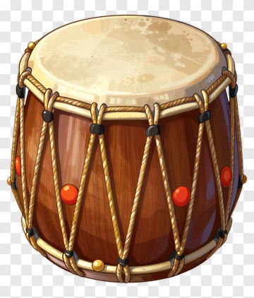 Cartoon Drum With Colorful Decorations PNG