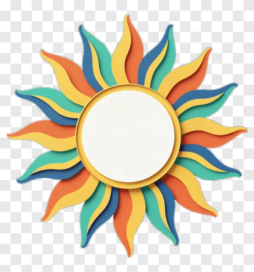 Colorful Sun-Shaped Wall Mirror PNG