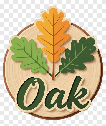 Oak Leaves On Wooden Background PNG