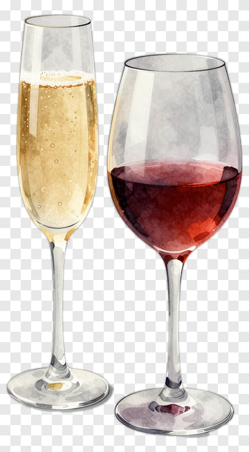 Watercolor Wine Glass And Champagne Flute PNG