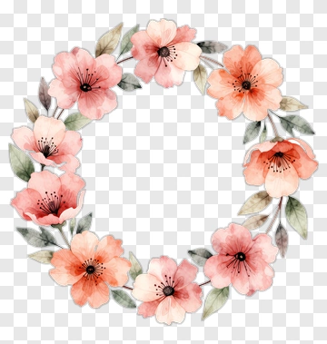 Watercolor Floral Wreath PNG
