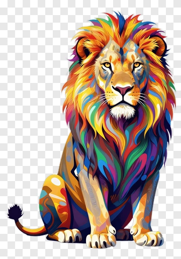 Colorful Lion With Vibrant Mane PNG