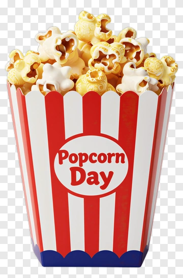 Popcorn Day Bucket Filled With Popcorn PNG