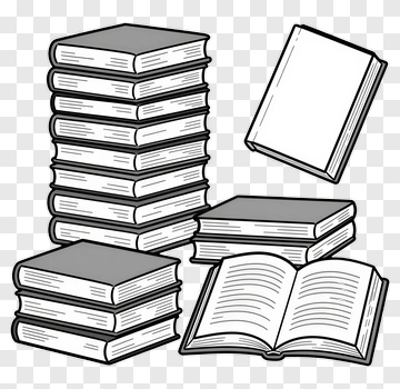 Stack Of Books And Open Book PNG