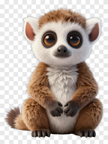 Cute Cartoon Lemur Sitting PNG