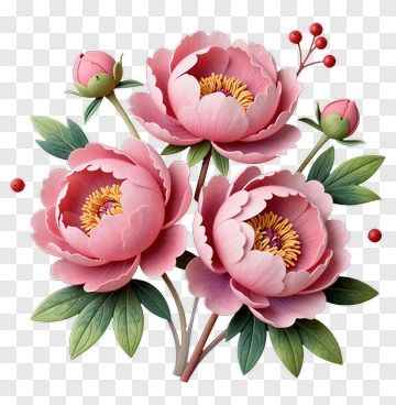 Pink Peony Flower Bouquet PNG