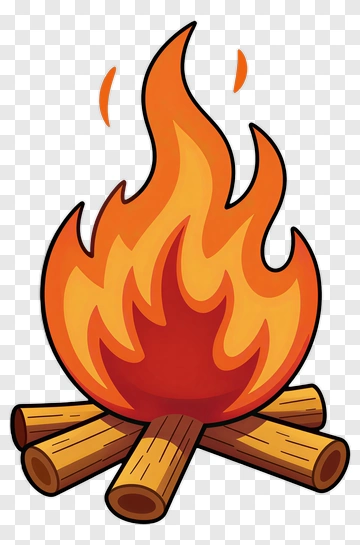 Cartoon Campfire With Flames PNG
