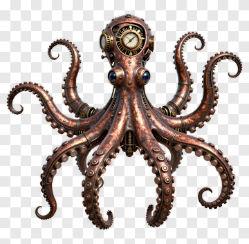Steampunk Octopus With Clockwork Design PNG