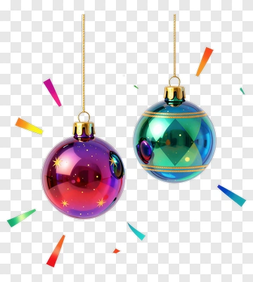 Colorful Christmas Ornaments PNG