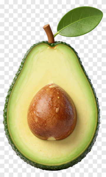 Fresh Avocado With Seed And Leaf PNG