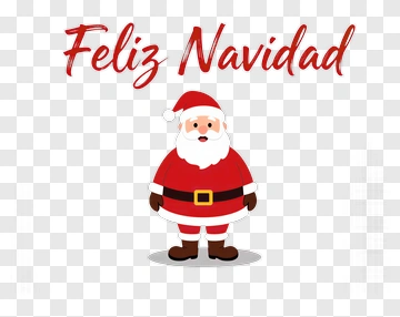 Cartoon Santa Claus With Feliz Navidad Text PNG