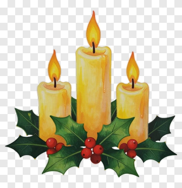 Christmas Candles With Holly PNG