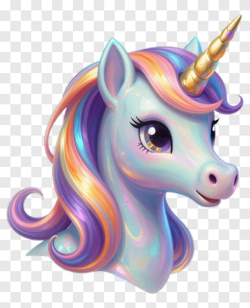 Colorful Cartoon Unicorn Head PNG