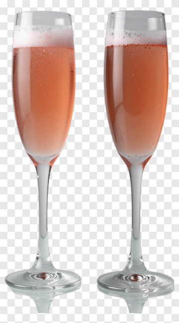 Champagne Flutes With Rosé Sparkling Wine PNG