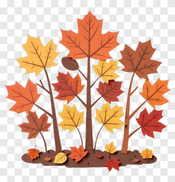 Colorful Paper Cut Autumn Leaves PNG
