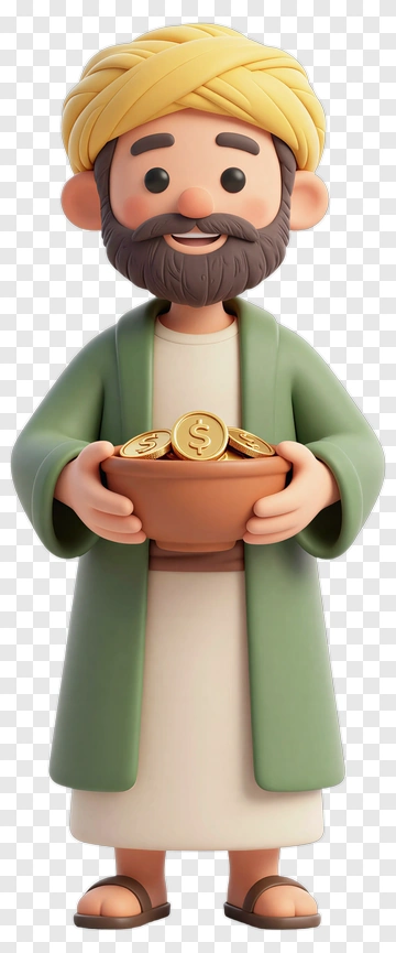 3D Man Holding A Bowl Of Coins PNG